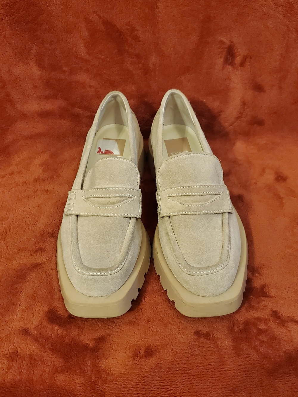 Dolce Vita Cream Suede Leather Chunky Sole Penny Loafers